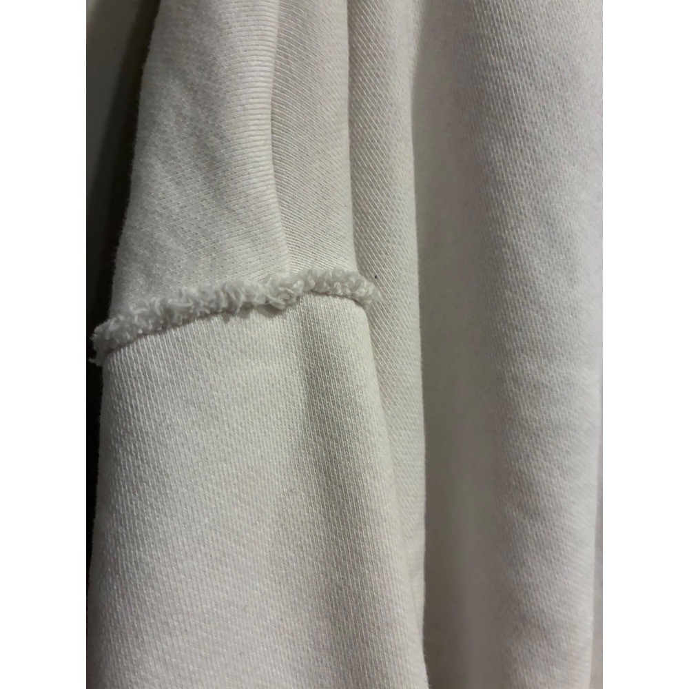 Eileen Fisher Organic Cotton Hoodie Cream White Raw Edge Cropped Sweatshirt XS - Picture 2 of 7